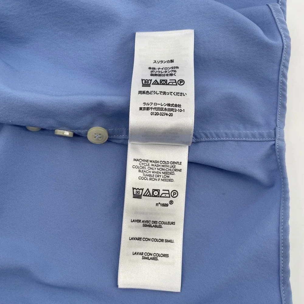 Ralph Lauren Button Down Men 2XB Blue Performance Stretch Long Sleeve Shirt NWOT